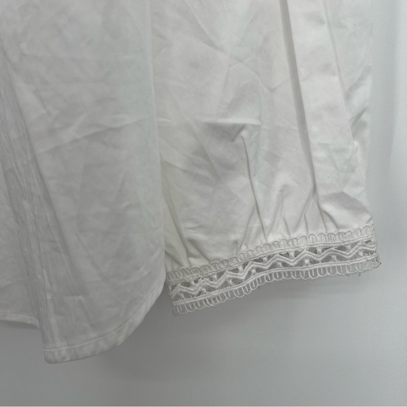NWT The Shirt Rochelle Behrens Lindsay White Eyelet Button Shirt Poplin Lace L - Picture 9 of 14